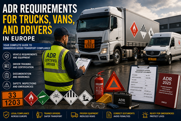 ADR dangerous goods truck and driver requirements in Europe with transport safety equipment