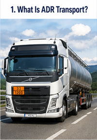 Professional ADR transport vehicle transporting hazardous materials safely across Europe